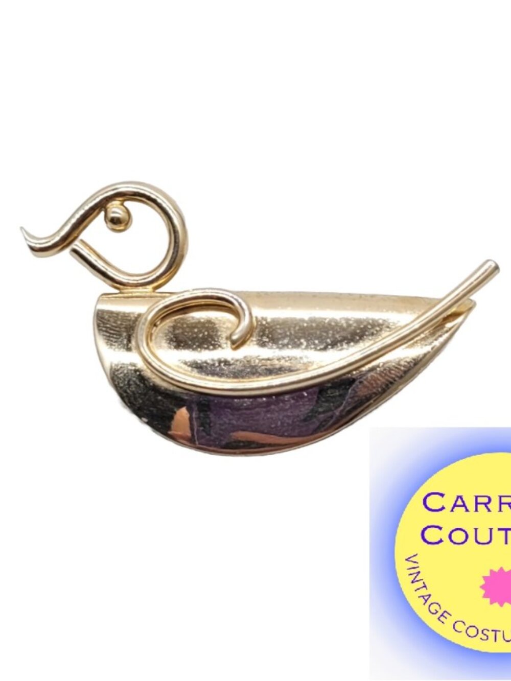 Vintage Signed Napier Modernist Goldtone Duck Brooch